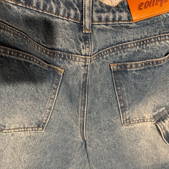 Edikted Asymmetric Panel Wide-Leg Jeans | 100% Cotton High-Rise Denim Size 6-8/M - Picture 7 of 7